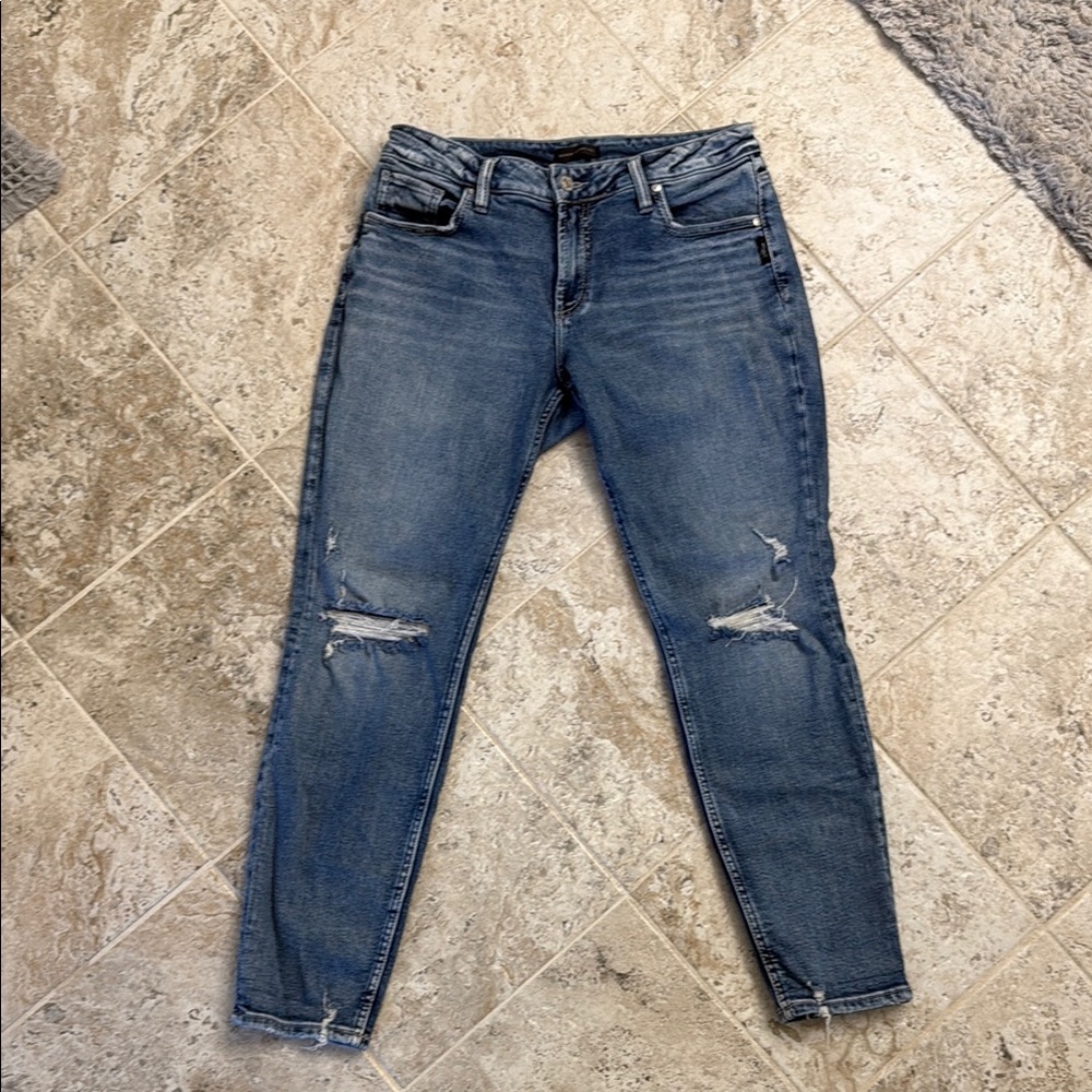 Silver Jeans Blue Boyfriend Distressed Denim